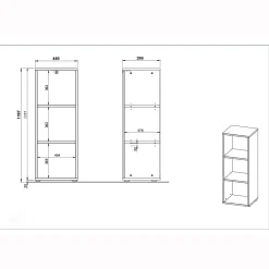 Lage smalle kantoorkast Ergonoma Eiken
