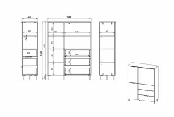 Opbergkast Amalfi Grafiet-Eiken L