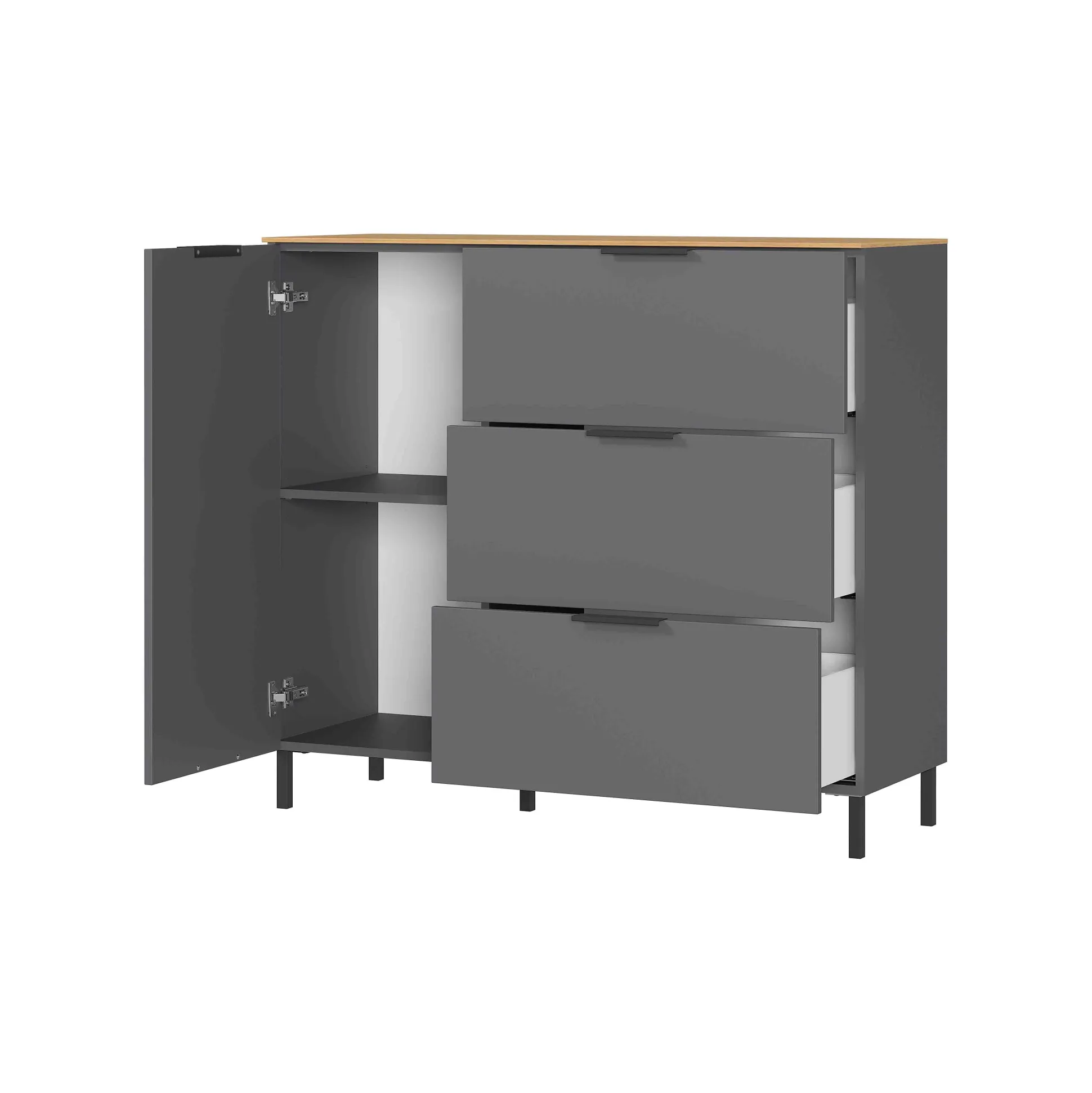 Opbergkast Amalfi Grafiet-Eiken S