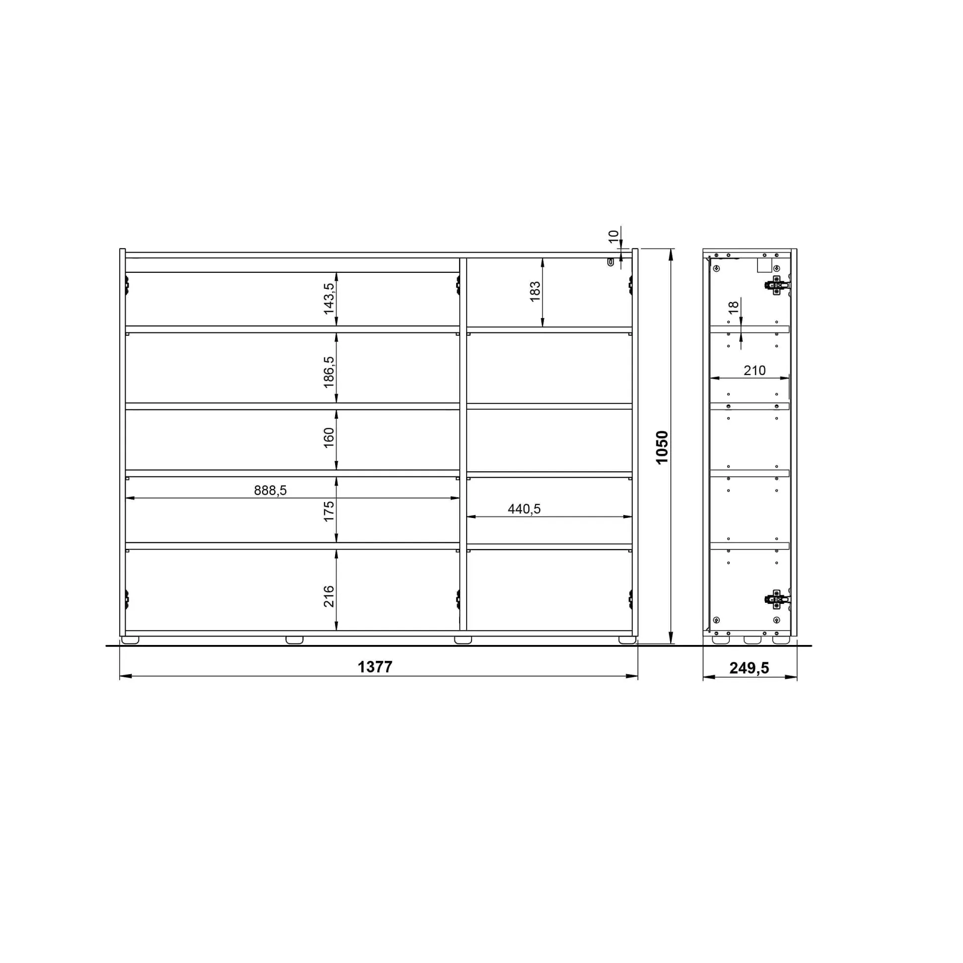 Opbergkast Aniek Grafiet Eiken 105 cm