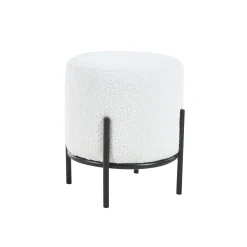 Poef Mia Wit-Zwart Bouclé