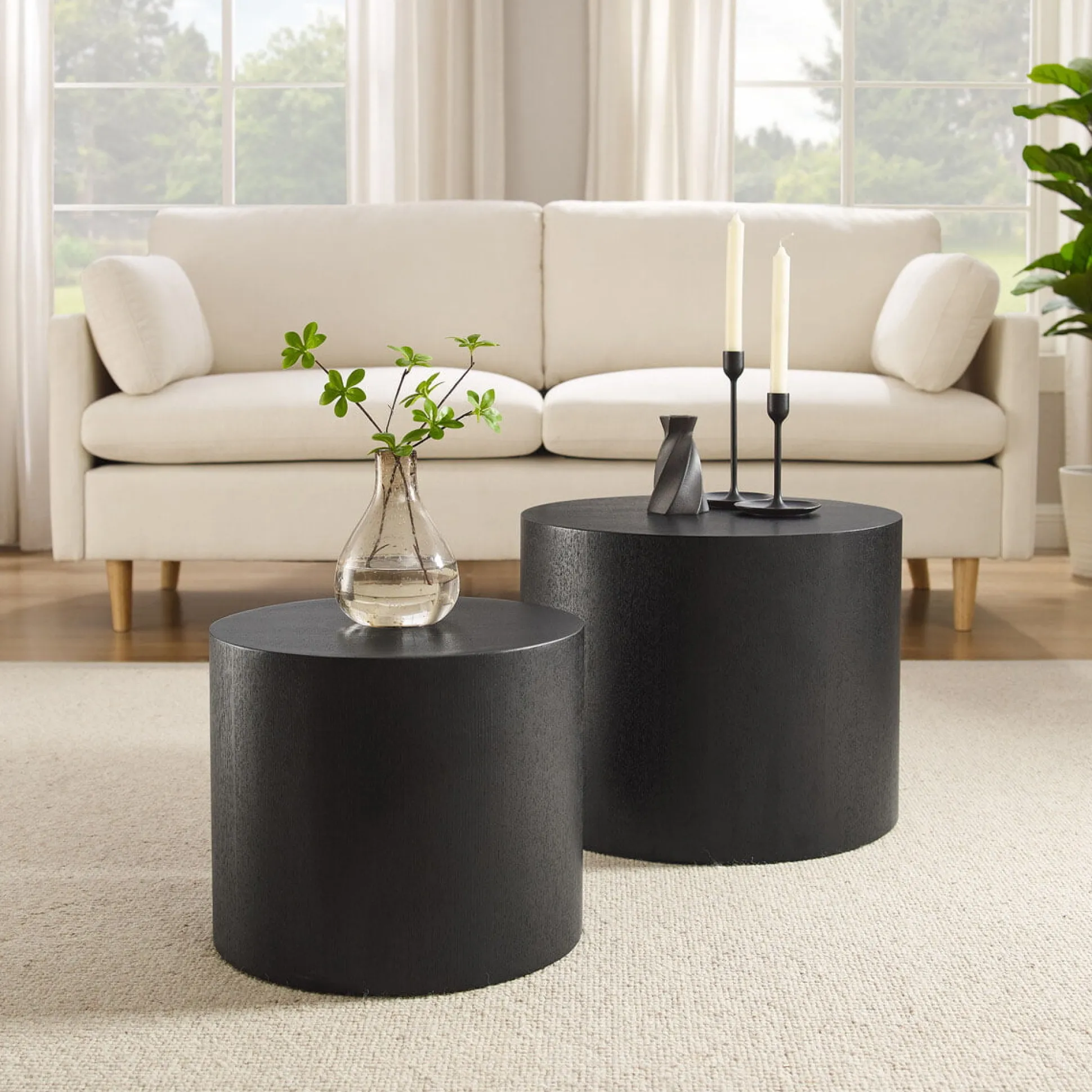 Salontafel Kenia Zwart – Set van 2