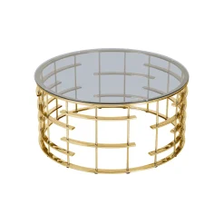 Salontafel Kenzi Goud – Grijs Glas