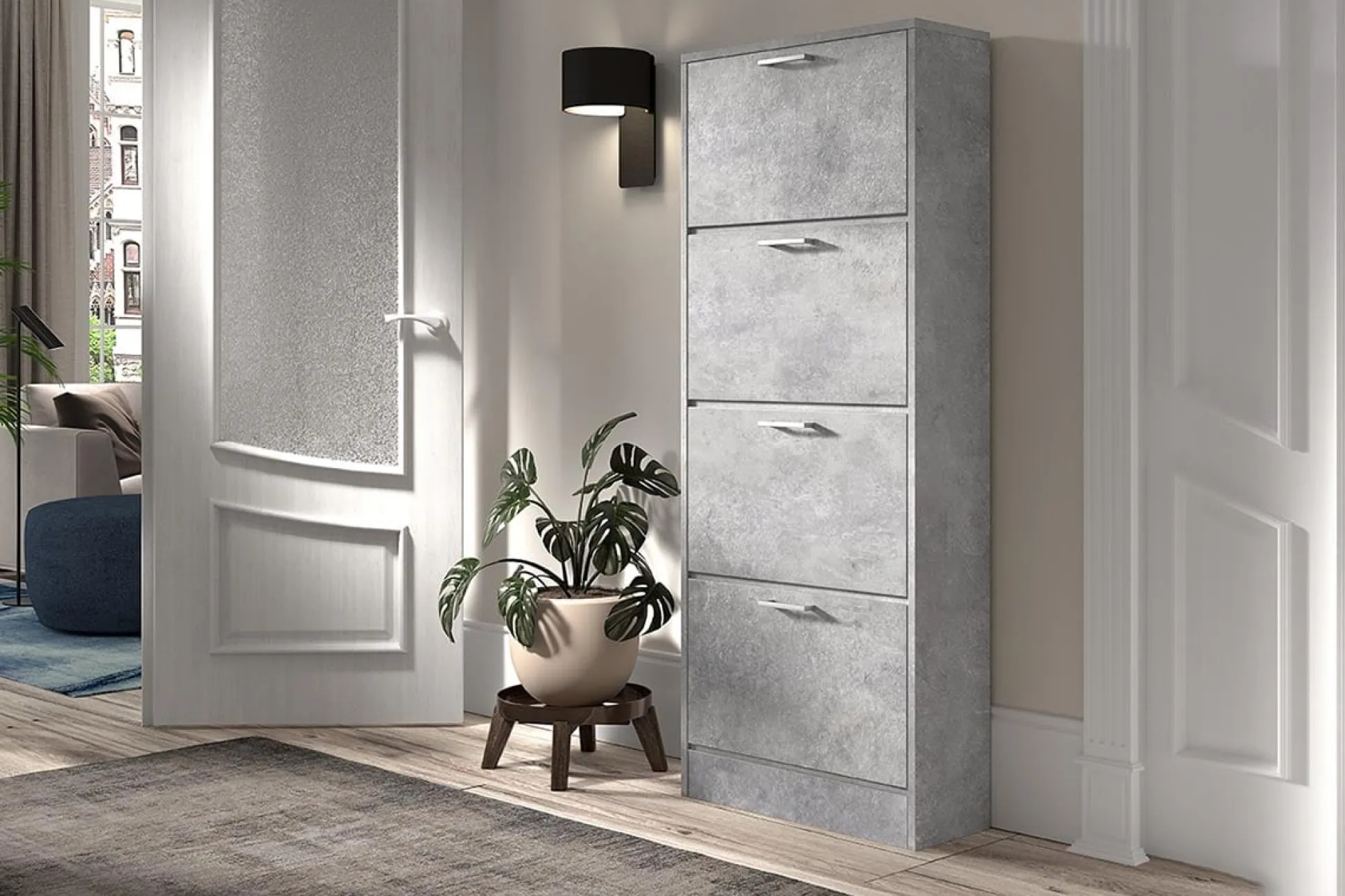 Schoenenkast Maureen-4 Beton