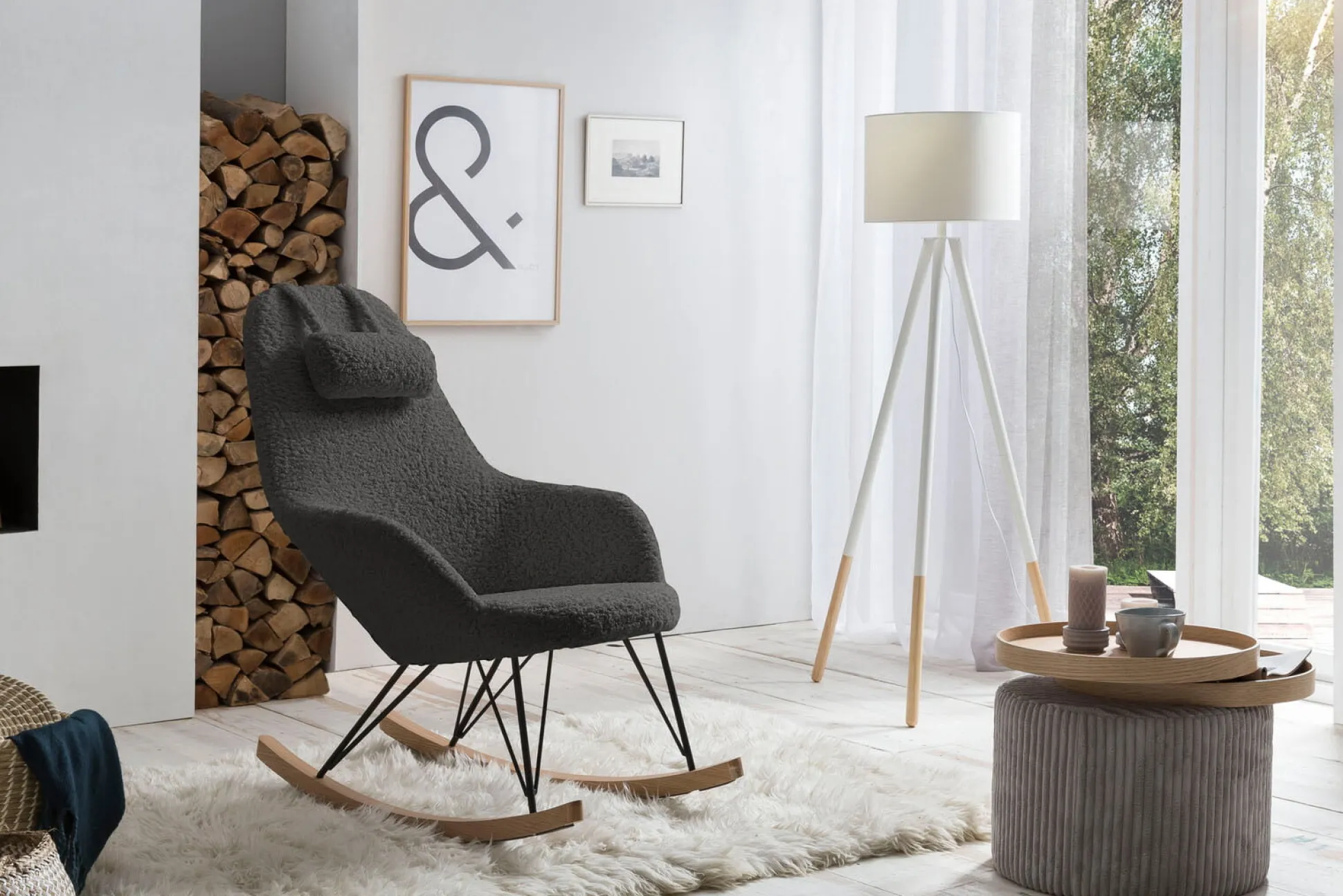 Schommelstoel Dani Grijs Teddy