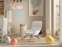 Schommelstoel Jula Mini Wit Bouclé