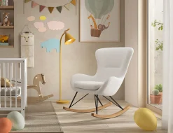 Schommelstoel Jula Wit Bouclé