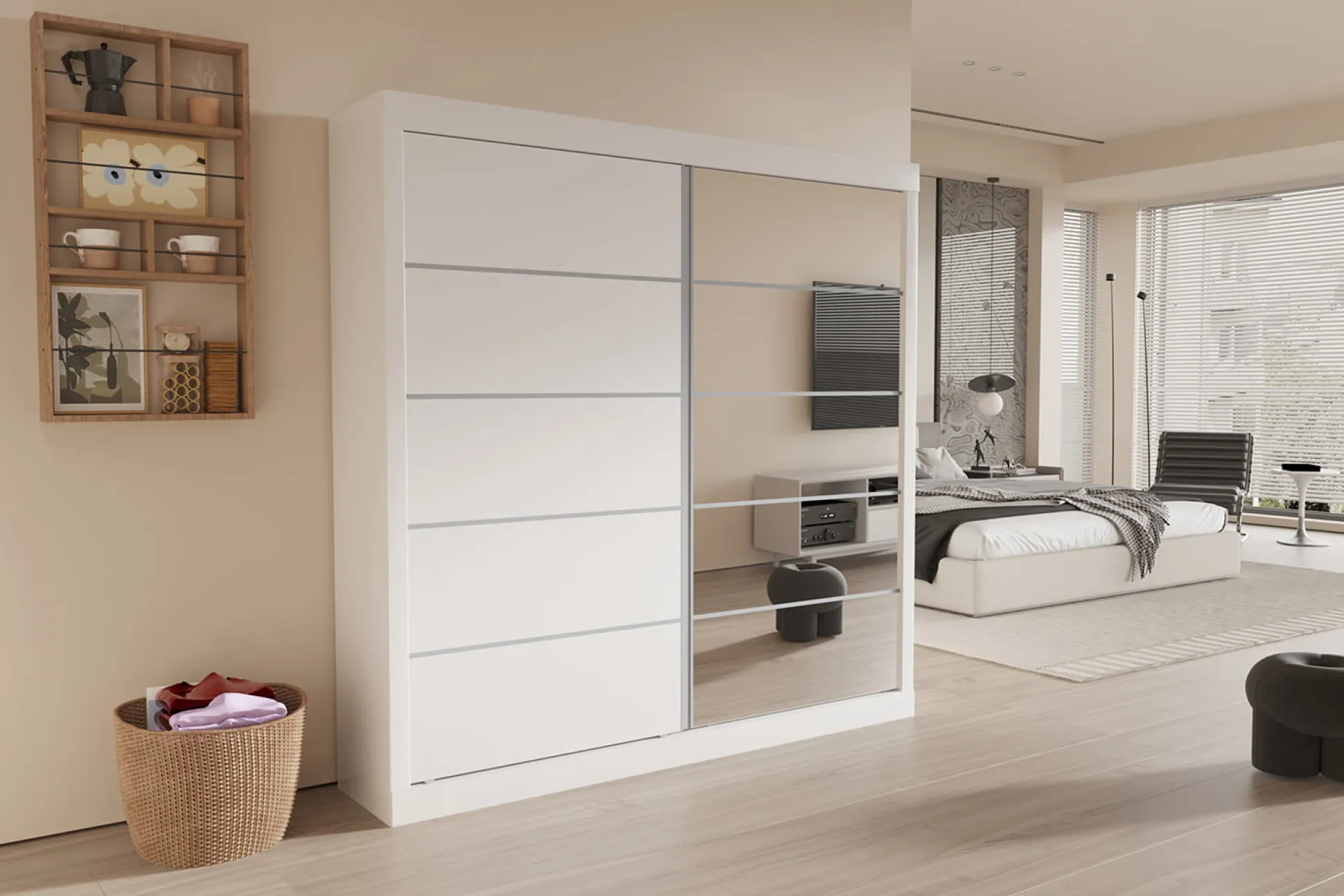 Schuifdeurkast Graham Wit – Spiegel