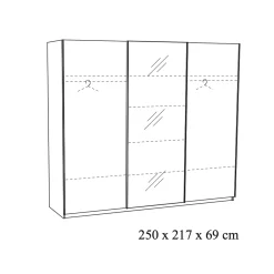 Schuifdeurkast Yumi Eiken 250cm