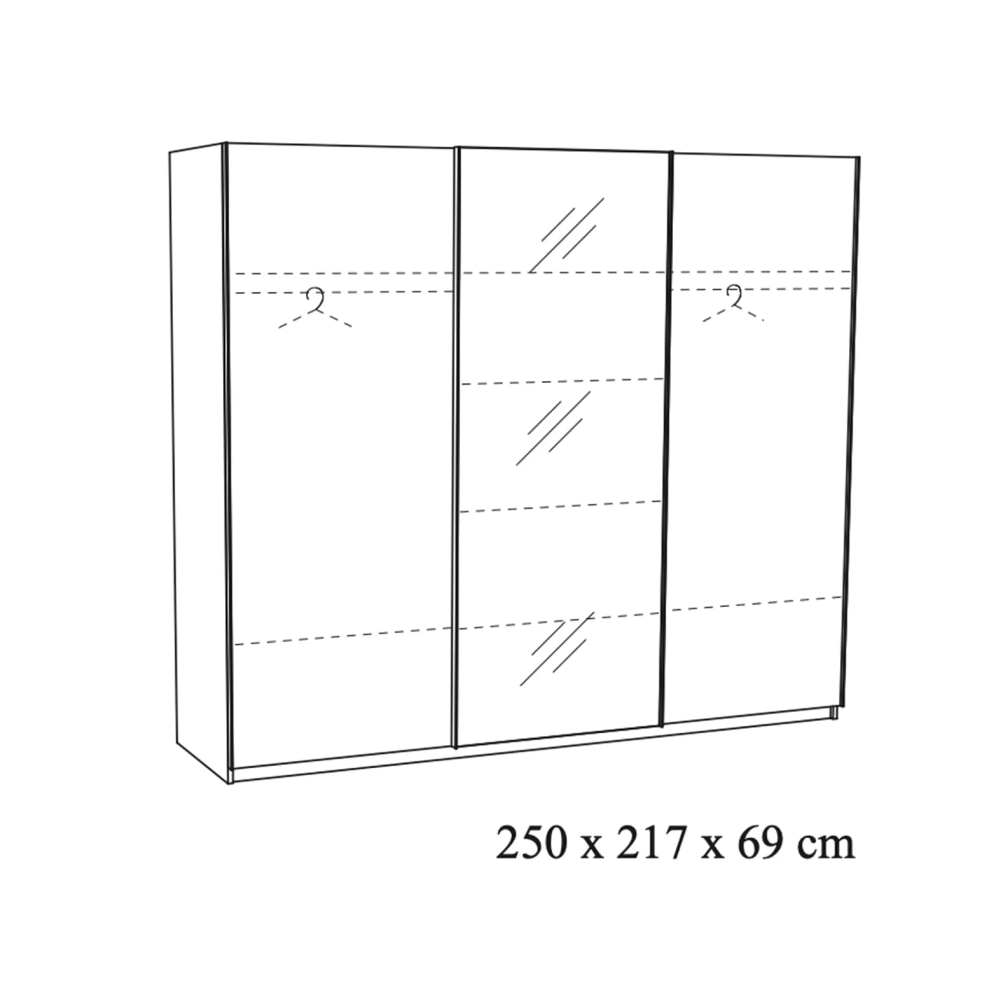 Schuifdeurkast Yumi Eiken 250cm
