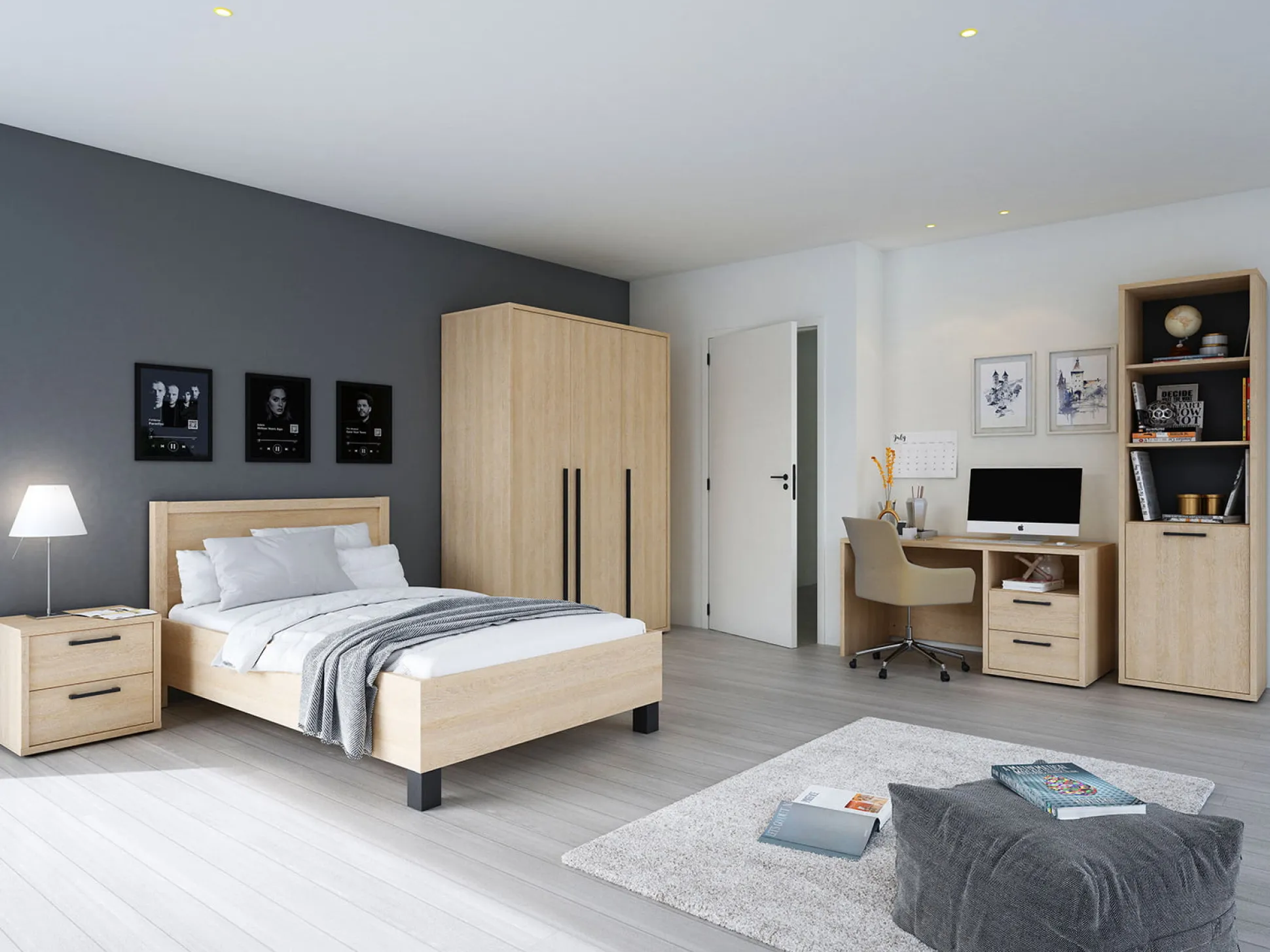 Schuifdeurkast Yumi Eiken 250cm