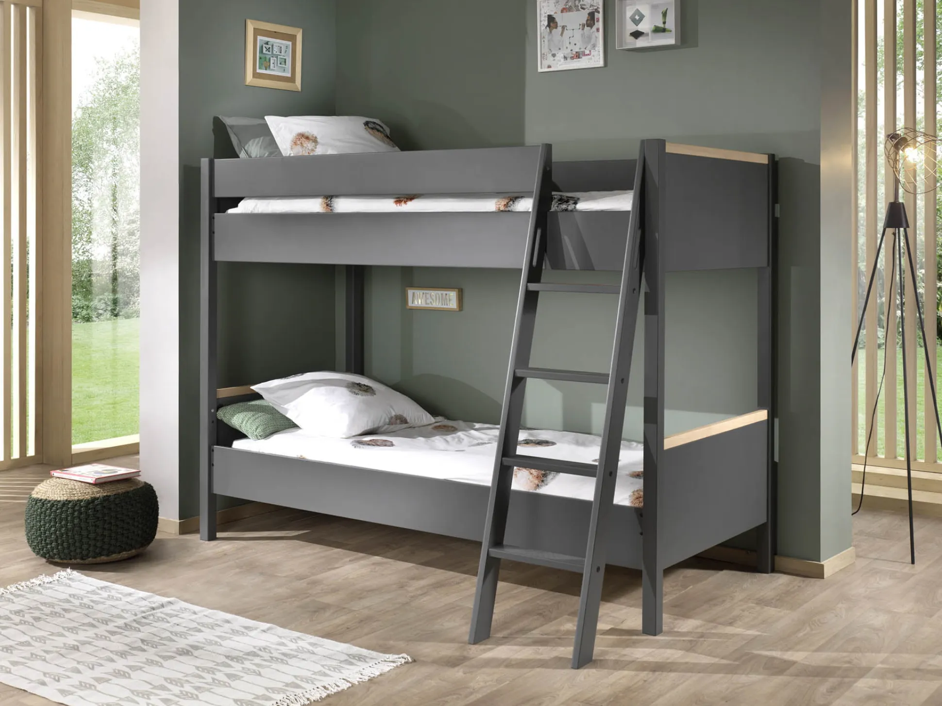 Stapelbed Dex Grenen Antraciet 90×200 cm