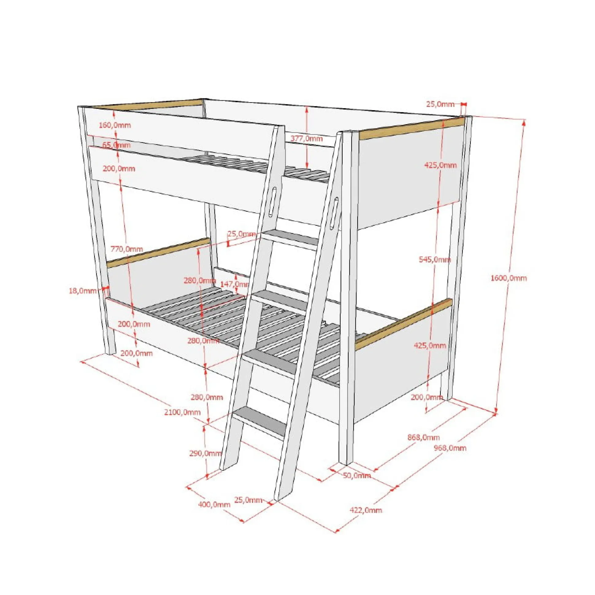 Stapelbed Dex Grenen Antraciet 90×200 cm