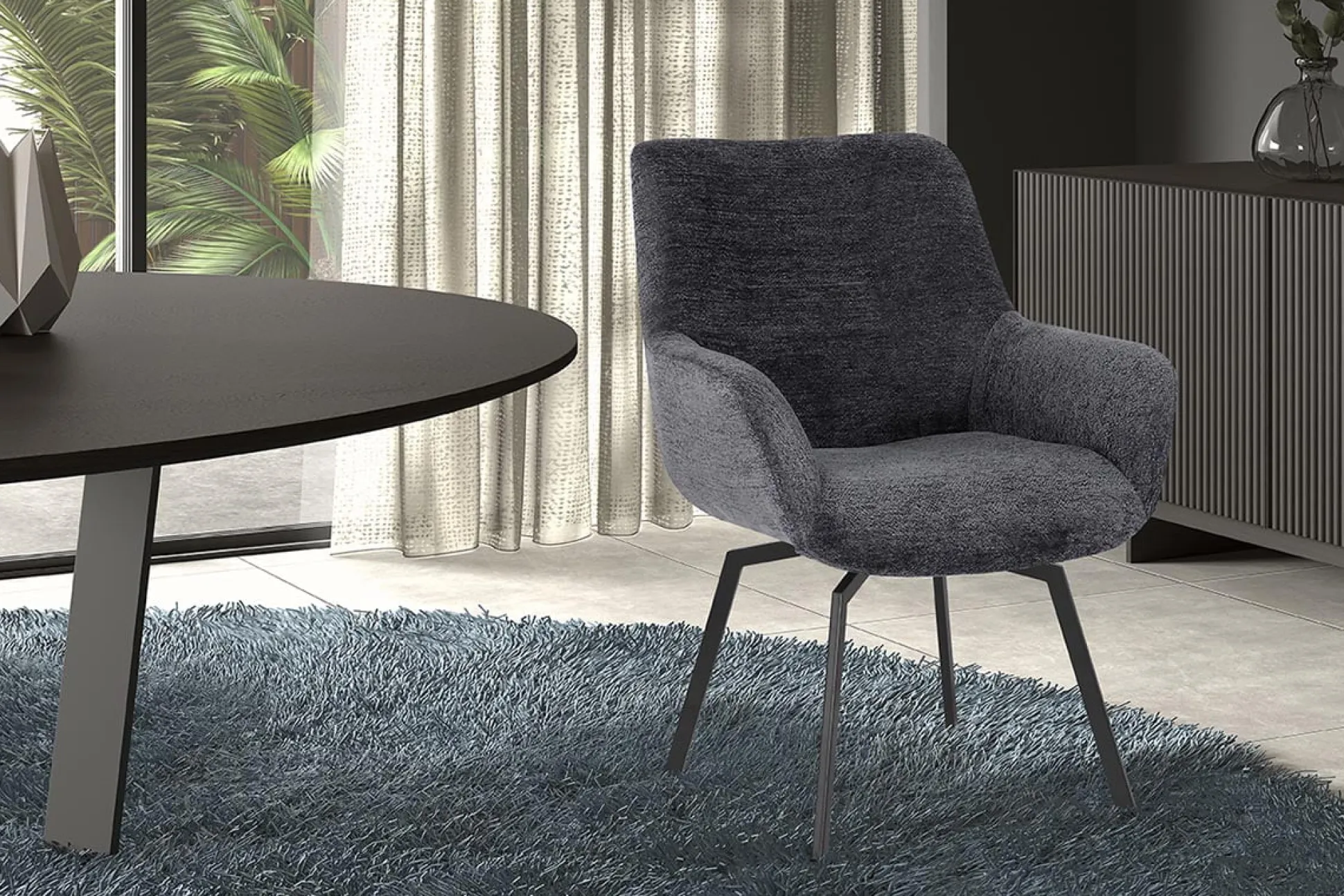 Stoel Denise Donkergrijs Teddy