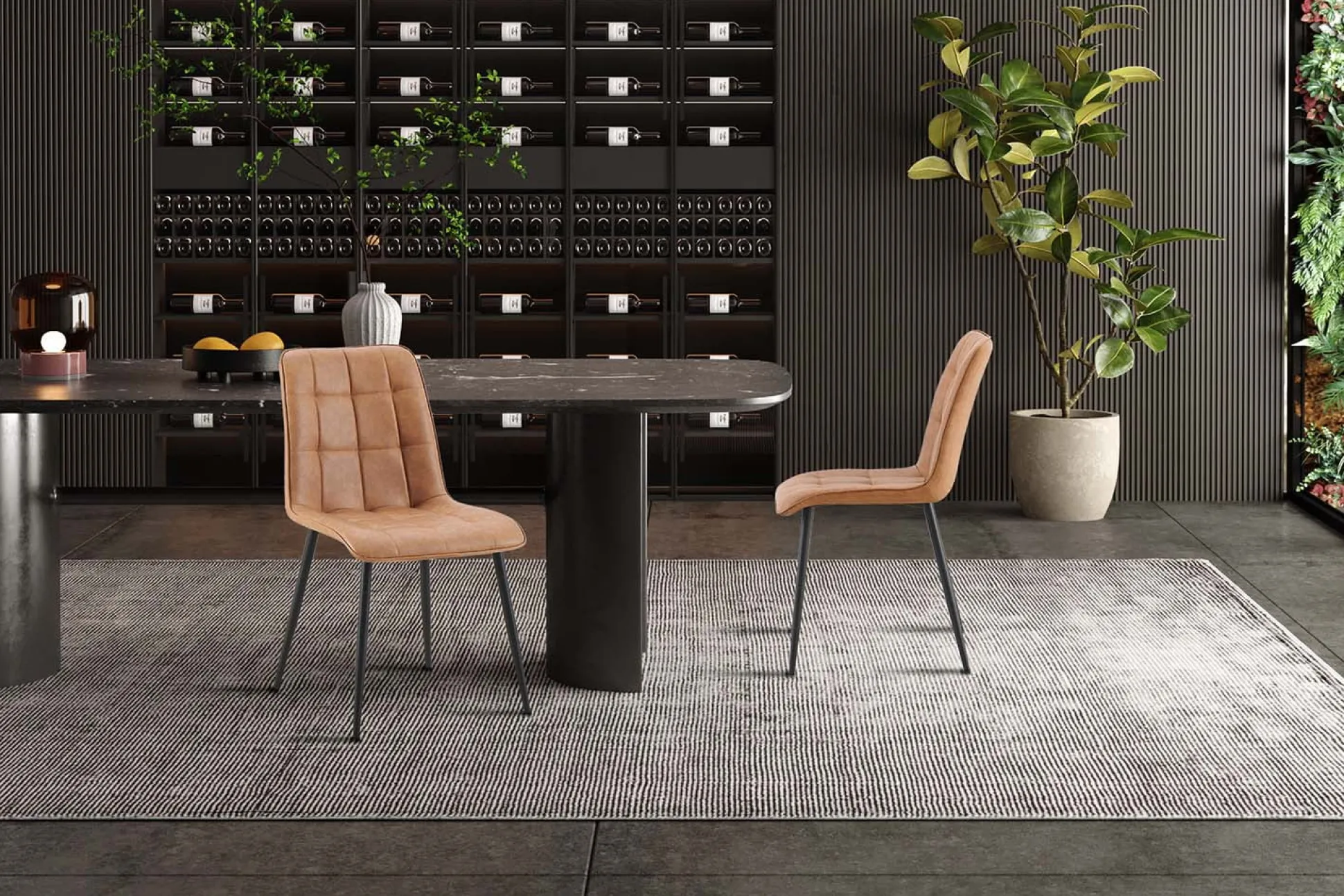 Stoel Fons Cognac – Set van 4