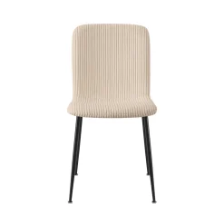 Stoel James Beige Ribstof – Set van 2