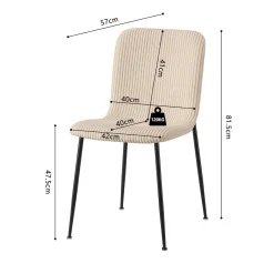 Stoel James Beige Ribstof – Set van 2