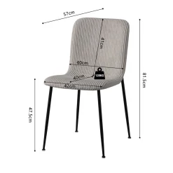 Stoel James Lichtgrijs Ribstof – Set van 2