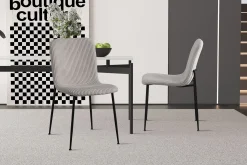 Stoel James Lichtgrijs Ribstof – Set van 2