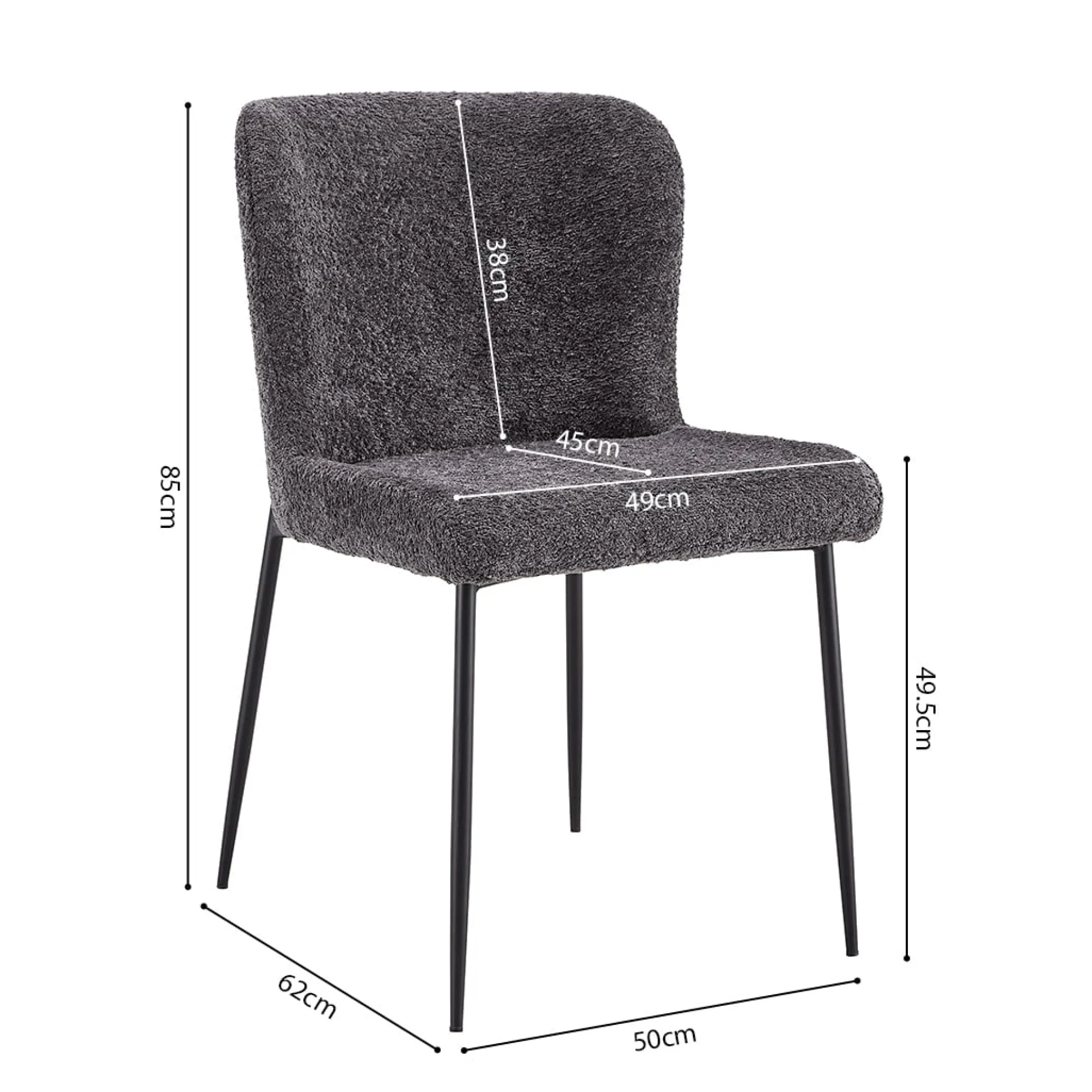 Stoel Jolie Bouclé Donkergrijs – Set van 2