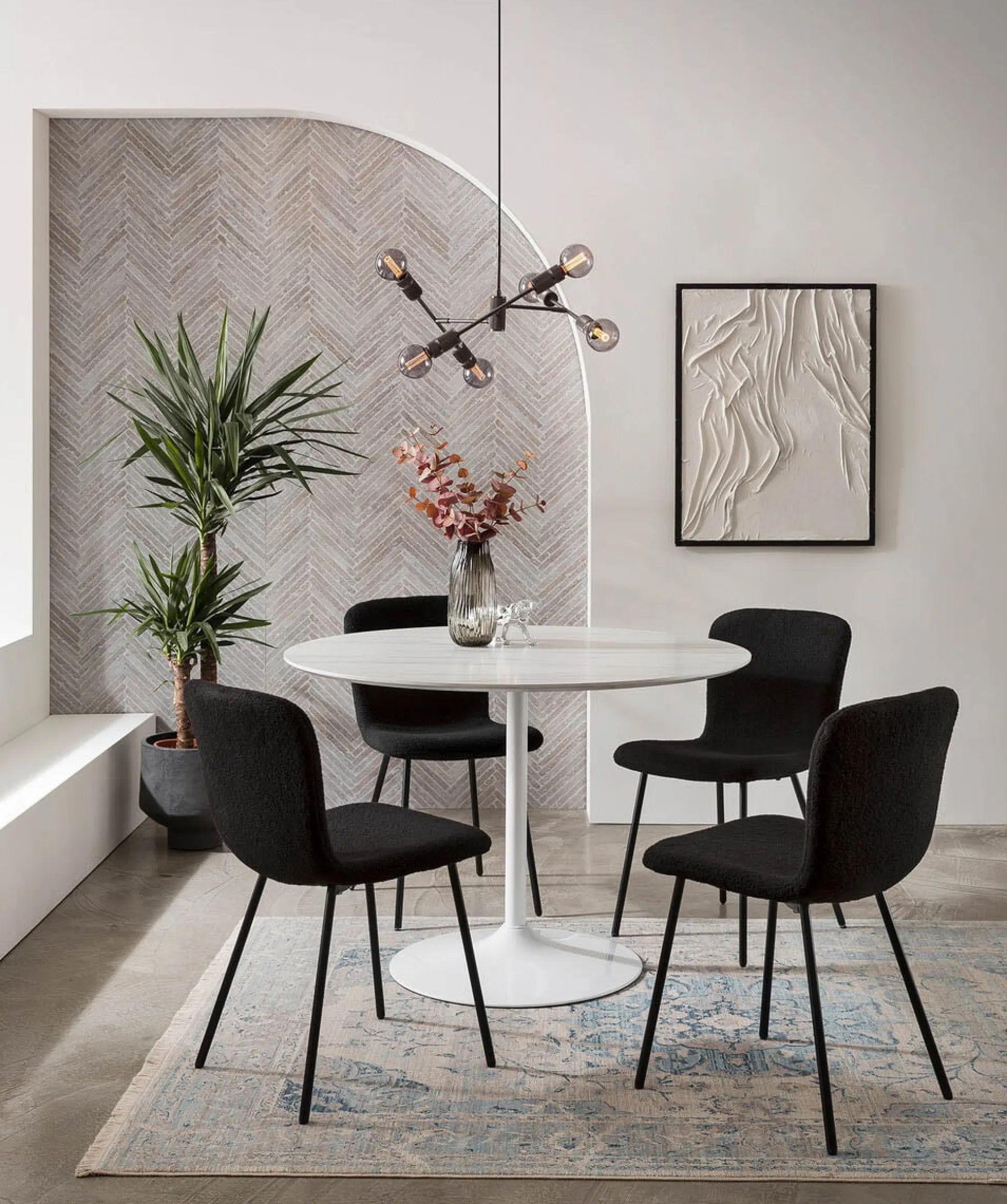 Stoel Kyra Zwart Bouclé – Set van 4