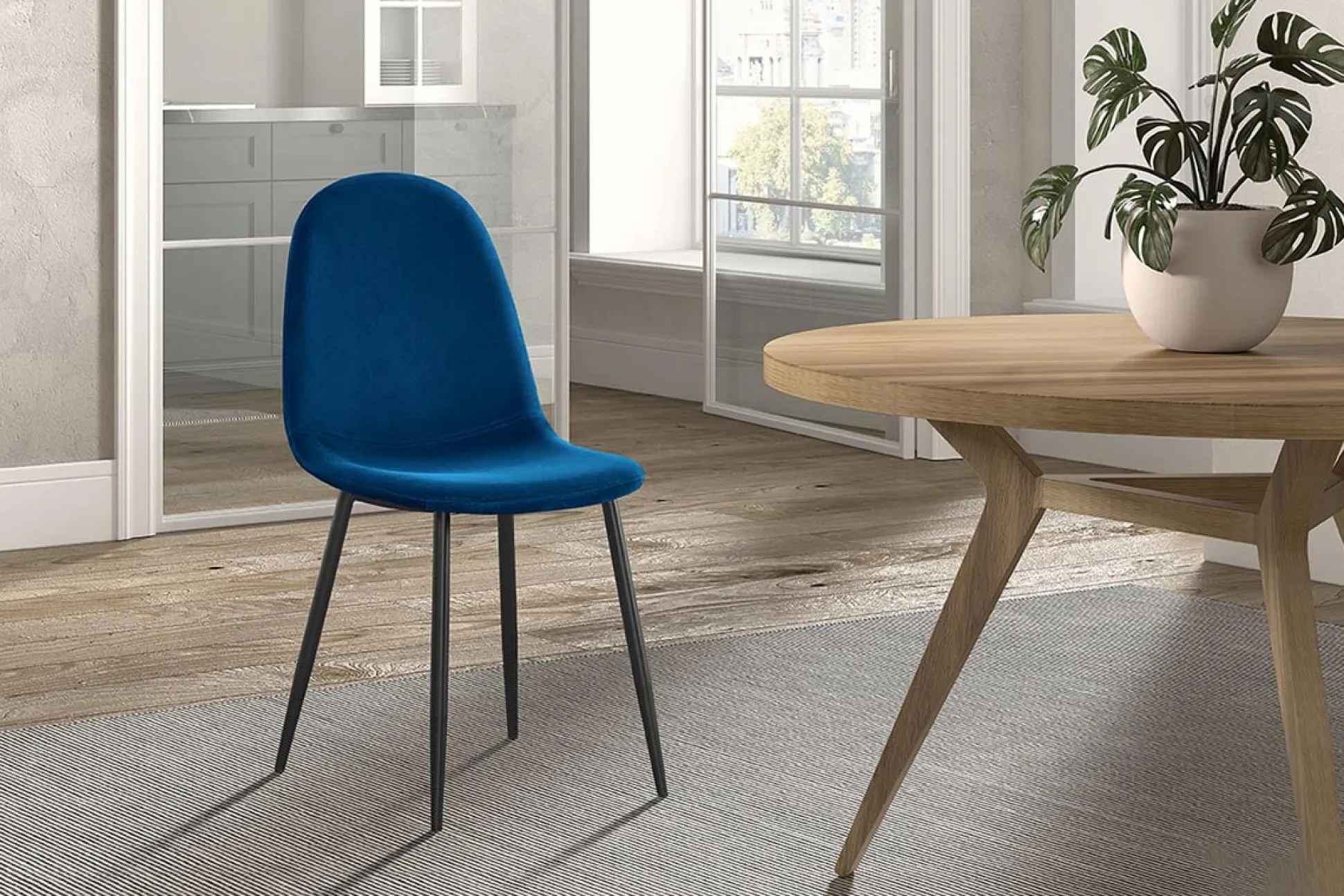 Stoel Lola Donkerblauw – Set van 4