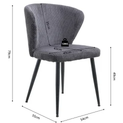 Stoel Marthe Grijs Ribstof – Set van 2