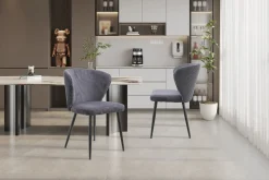 Stoel Marthe Grijs Ribstof – Set van 2