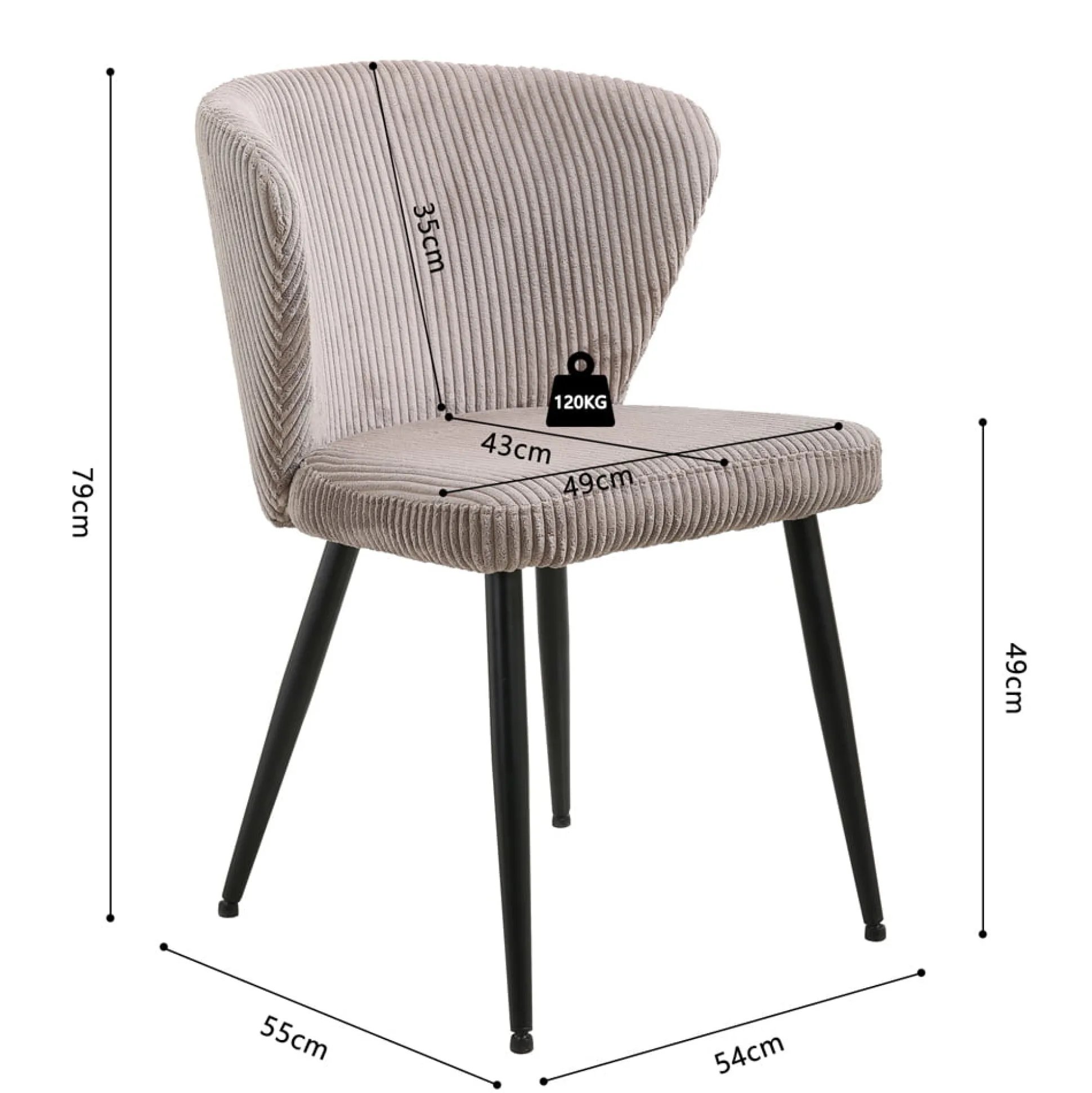 Stoel Marthe Zand Ribstof – Set van 2