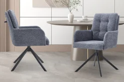 Stoel Mies Donkergrijs Stof – Set van 2