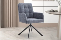 Stoel Mies Donkergrijs Stof – Set van 2