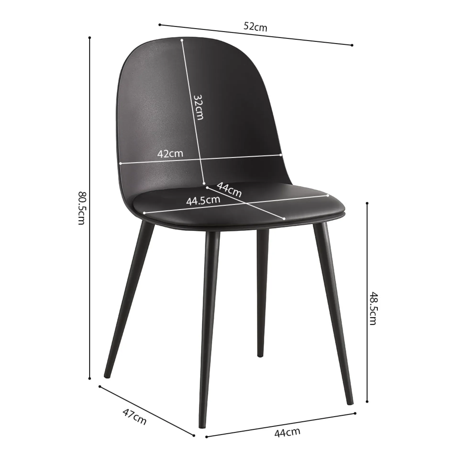 Stoel Noelle Zwart – Set van 2