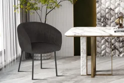 Stoel Pia Grijs Ribstof – Set van 2