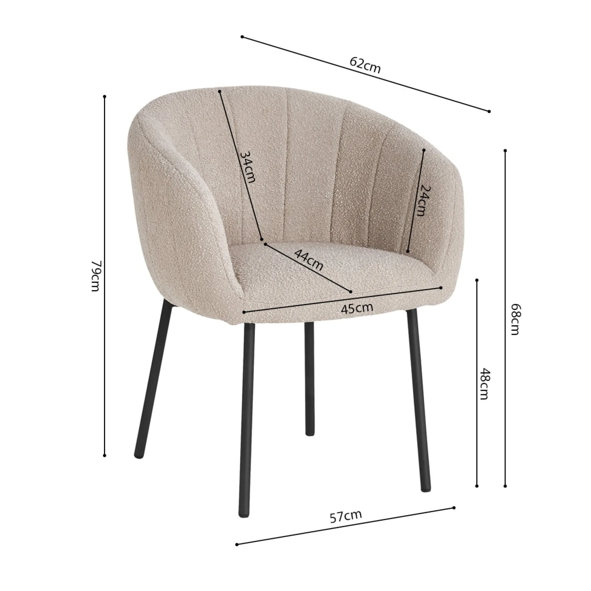 Stoel Pia Zand Bouclé – Set van 2