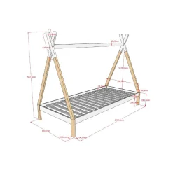 Tipibed Winnetou Wit 90×200 cm