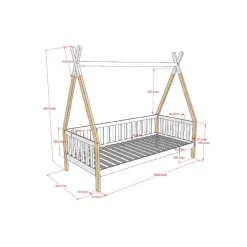 Tipibed Winnetou Wit 90×200 cm – Met uitvalbeveiliging