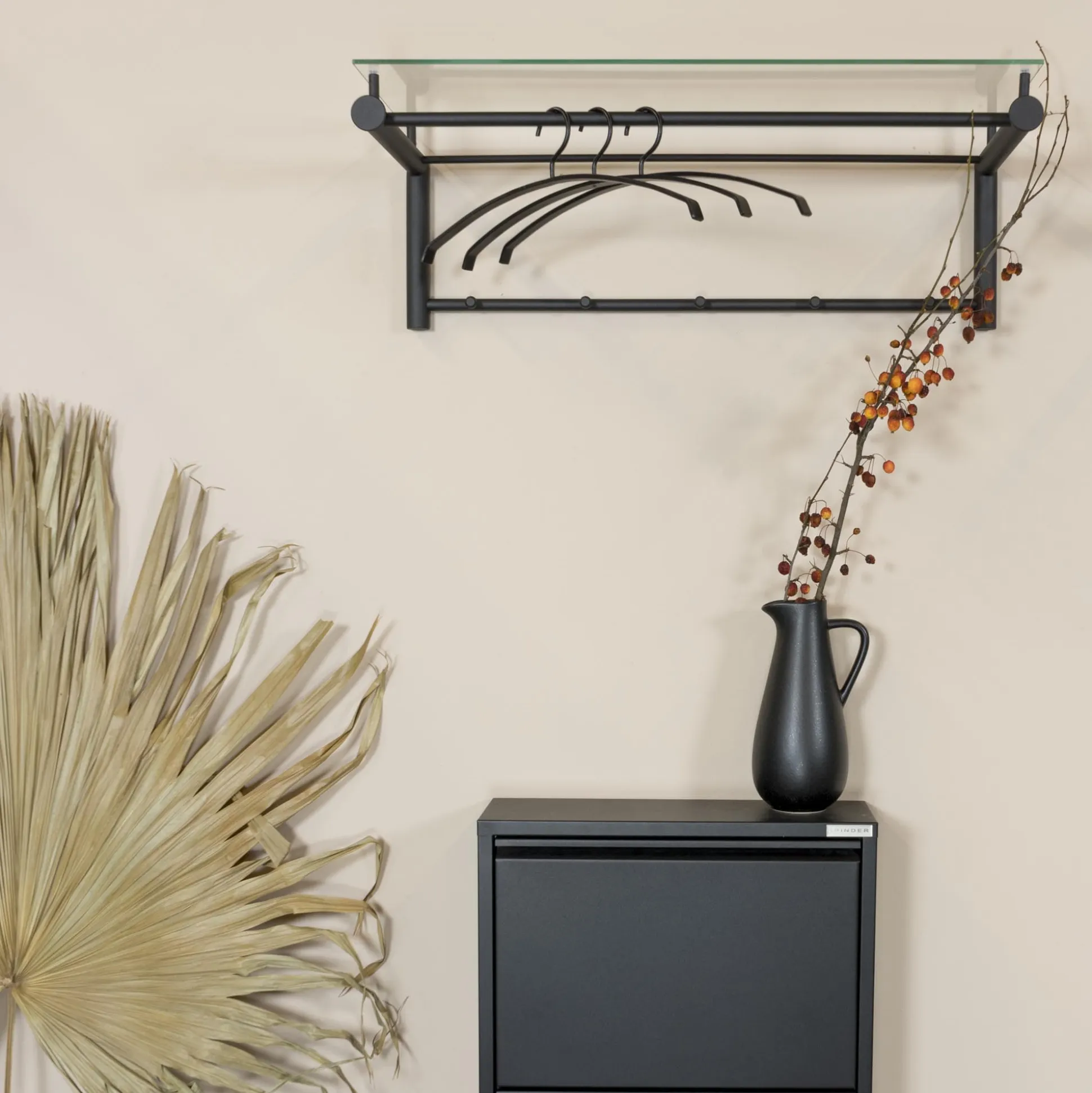 Wandkapstok Bart-3 Zwart