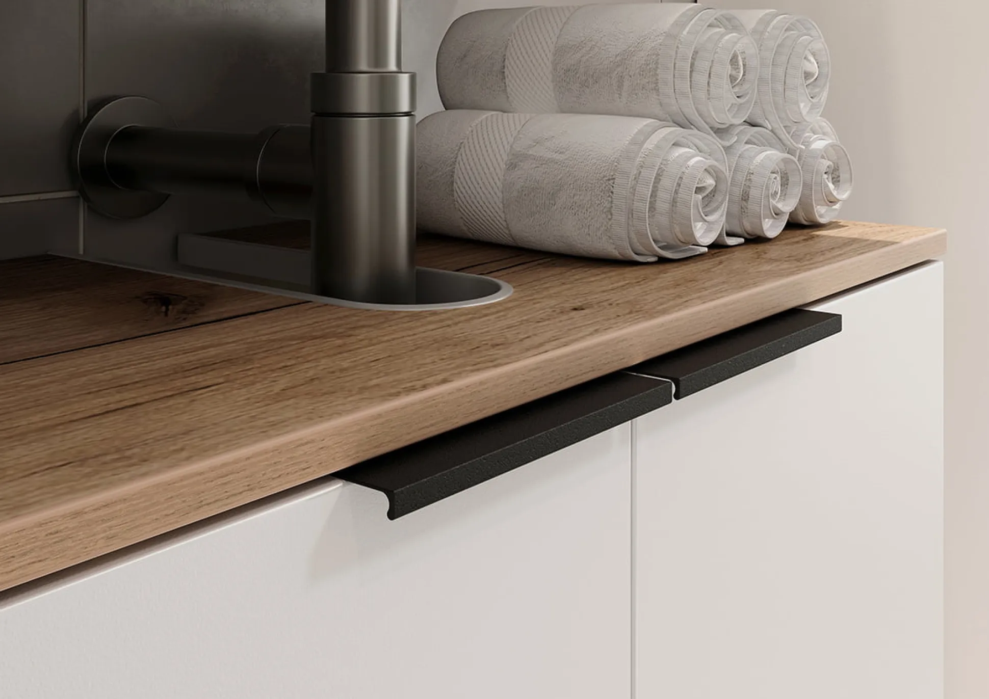 Wastafelkast Bari Wit Eiken