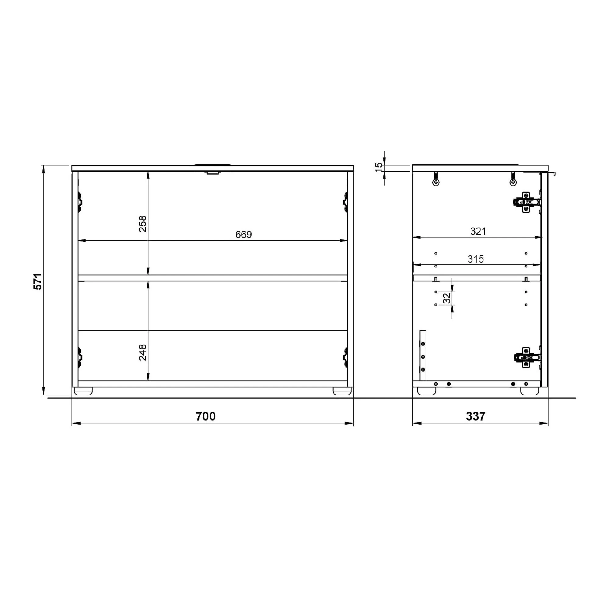 Wastafelkast Bari Wit Eiken