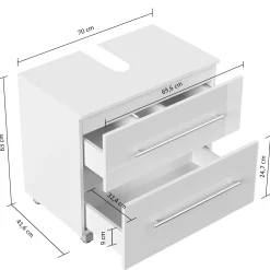 Wastafelkast Glasgow Wit Hoogglans 70 cm