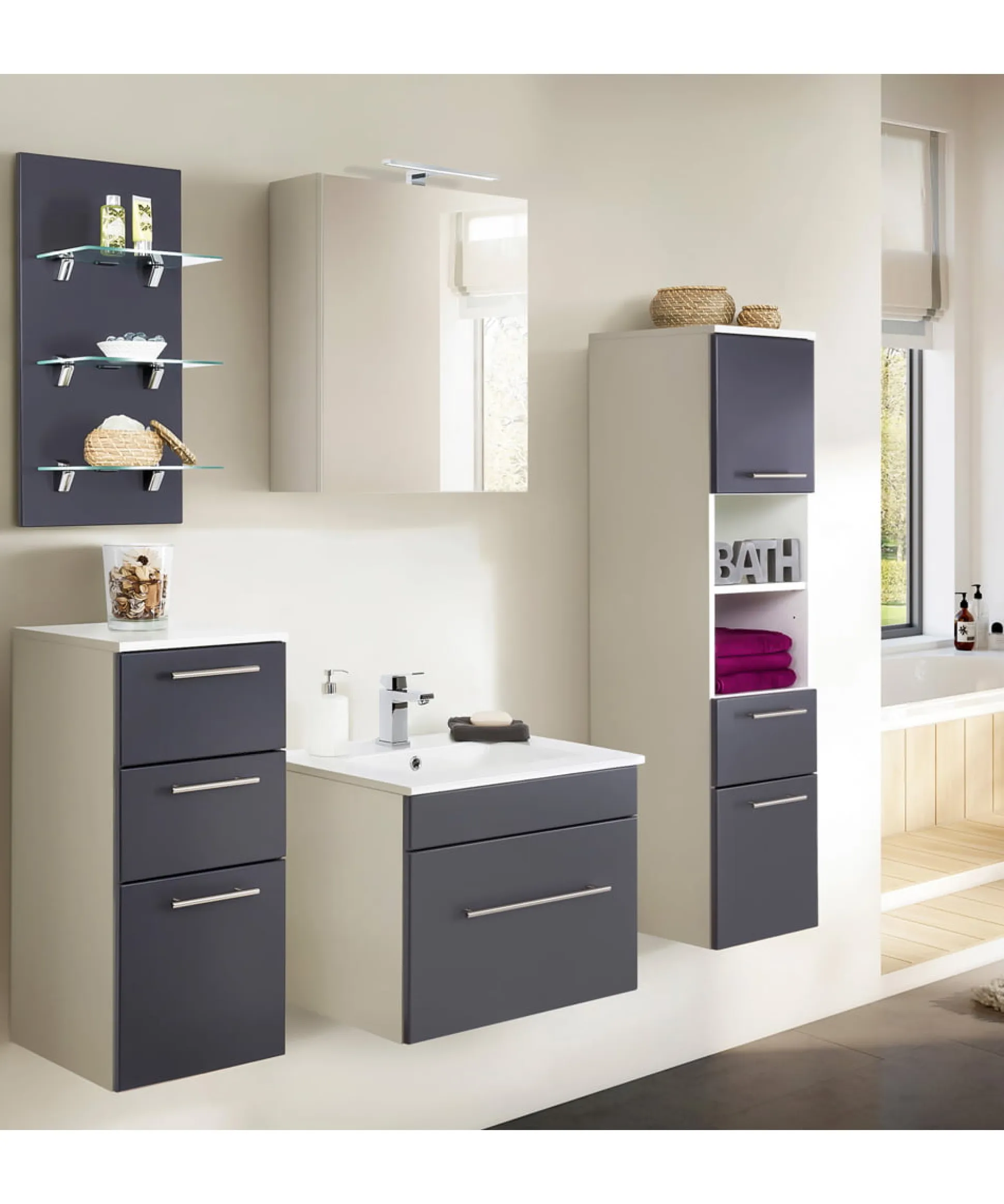 Wastafelkast Ivar Antraciet S