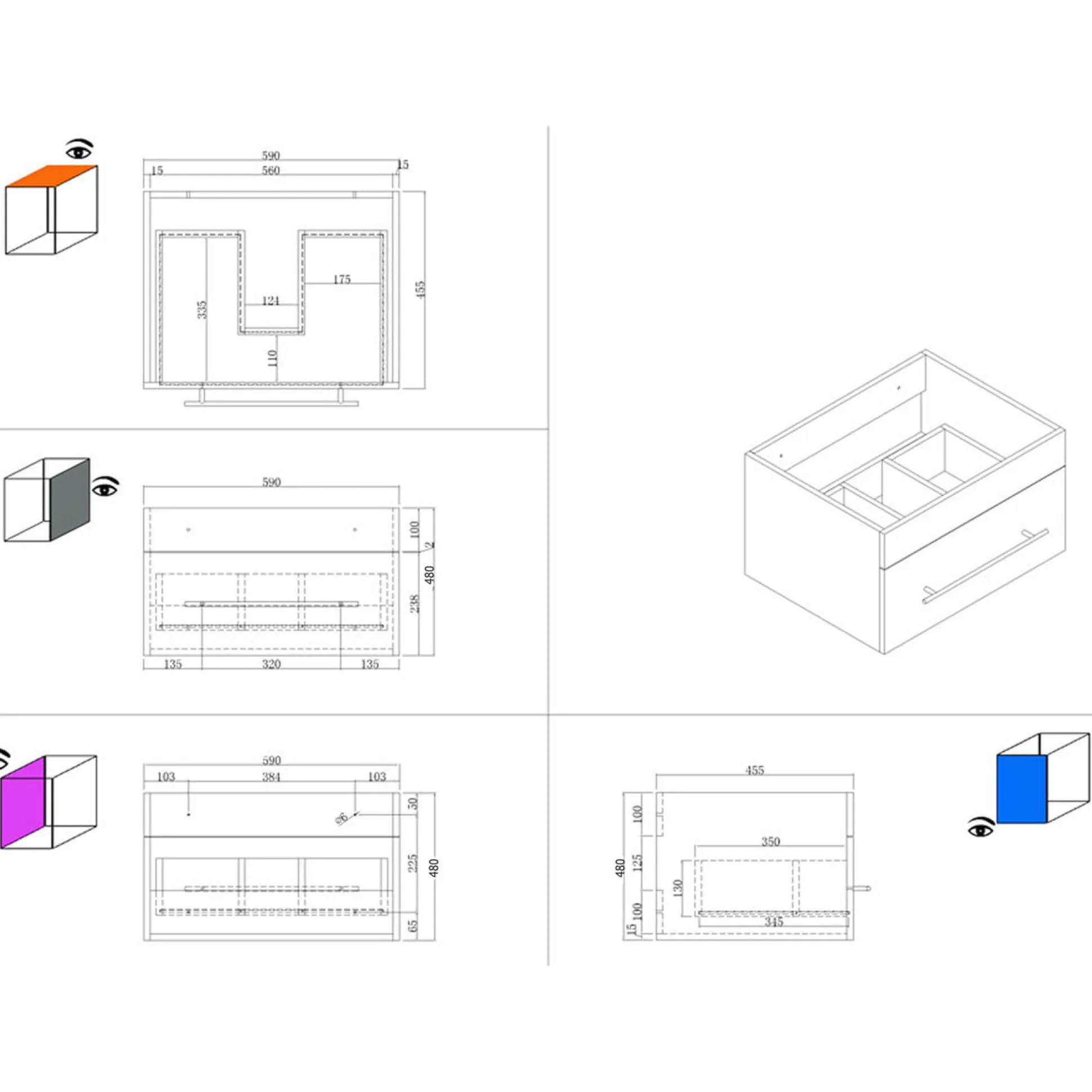 Wastafelkast Ivar Antraciet S