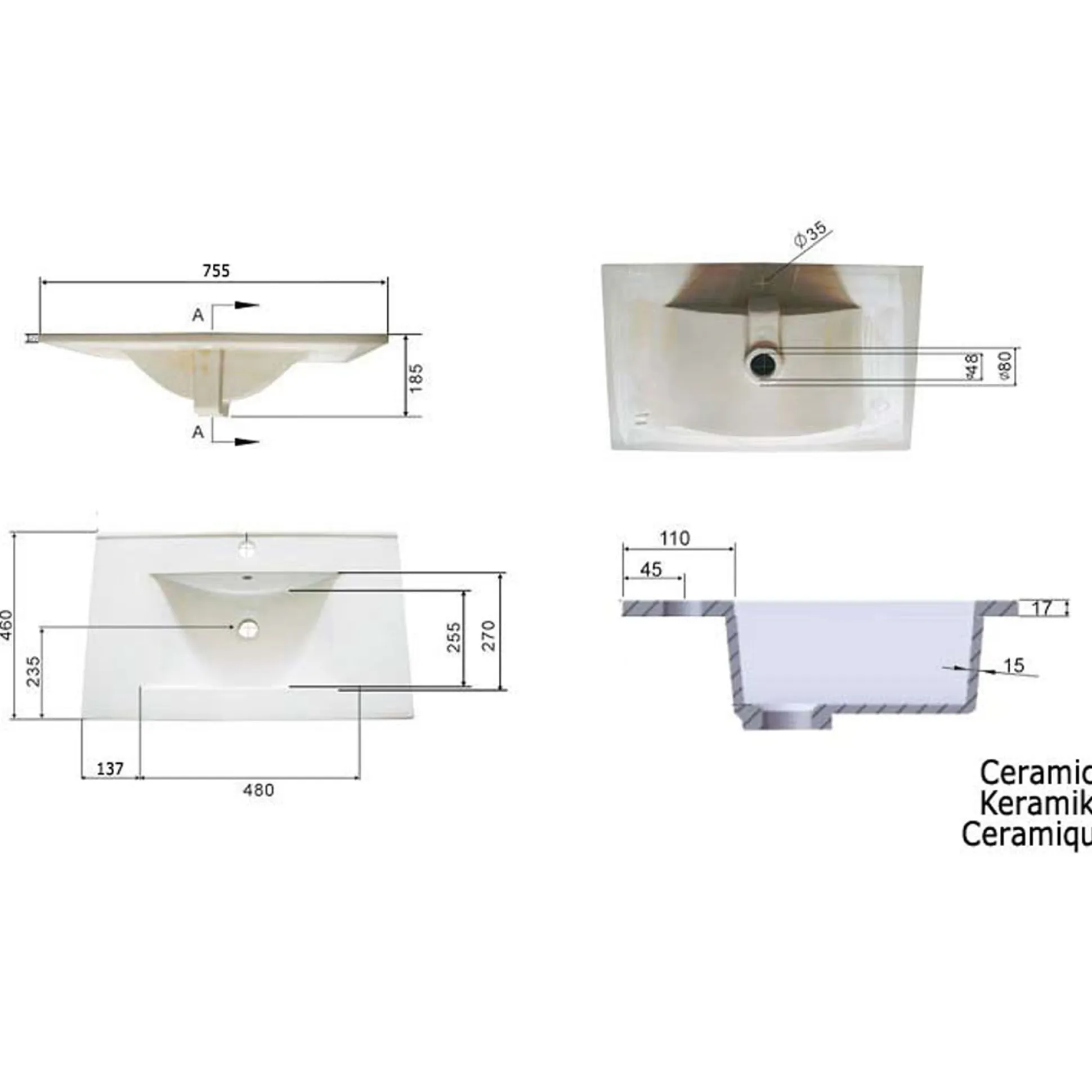 Wastafelkast Ivar Zwart M
