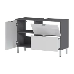 Wastafelkast June Antraciet Wit L