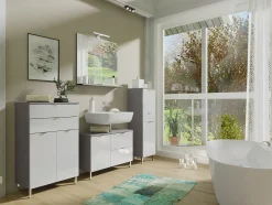 Wastafelkast June Antraciet Wit L